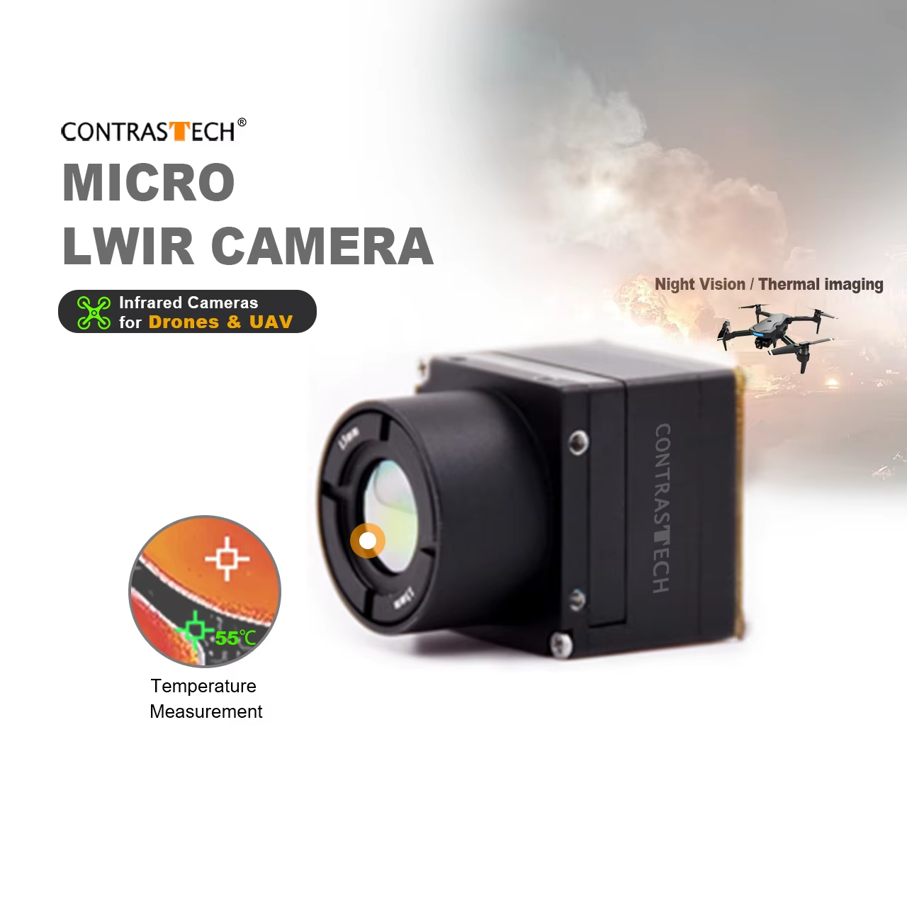 Thermal Imager Drone Gimbal - 640x512 LWIR noyau d'imagerie thermique radiométrique